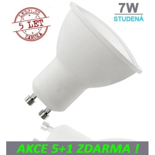 LED žárovka 7W GU10 500lm STUDENÁ, 5+1 ZDARMA
