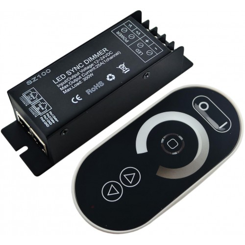 Stmívač pro LED pásky a žárovky, dálkové RF ovládání , 25A 300W