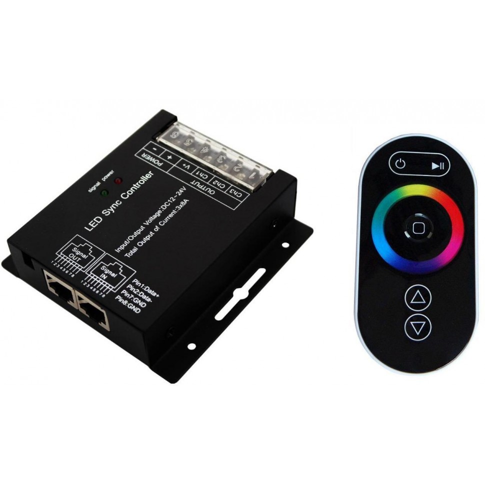 RGB kontroler pro LED pásky 12/24VDC 288W, dotykové dálkové RF ovládání