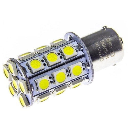 LED auto žárovka LED BA15S PREMIUM 10-30V 27 SMD 5050 Studená bílá