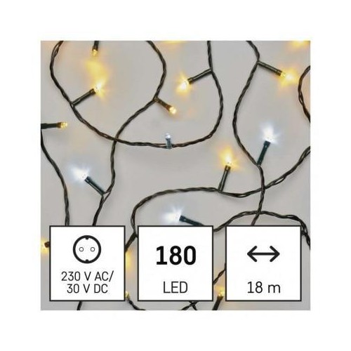 LED vánoční řetěz blikající, 18 m, venkovní i vnitřní, teplá/studená bílá, časovač