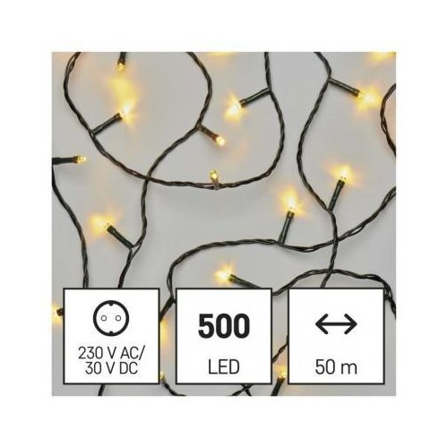LED vánoční řetěz, 50 m, venkovní i vnitřní, teplá bílá, časovač