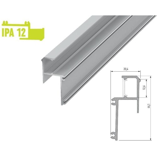 Hliníkový zakončovací profil IPA12 2m pro LED pásky, stříbrný