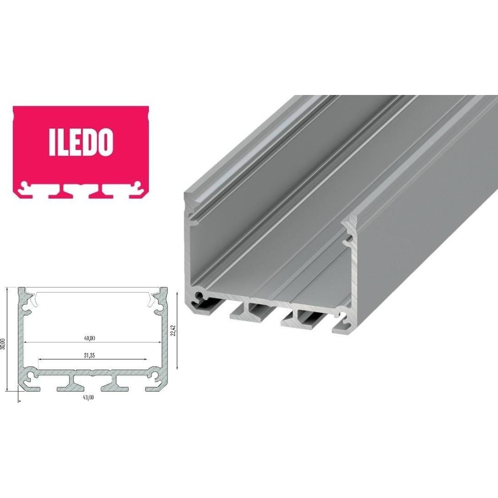 Hliníkový profil LUMINES ILEDO 1m pro LED pásky, stříbrný