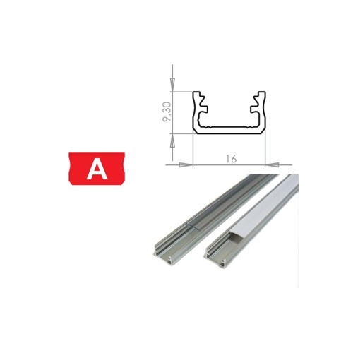 Hliníkový profil LUMINES A 1m pro LED pásky, stříbrný eloxovaný