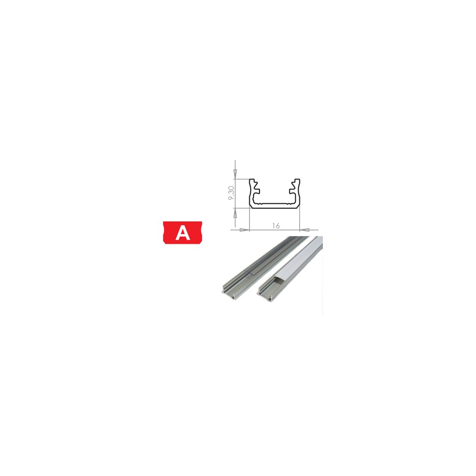 Hliníkový profil LUMINES A 1m pro LED pásky, stříbrný eloxovaný