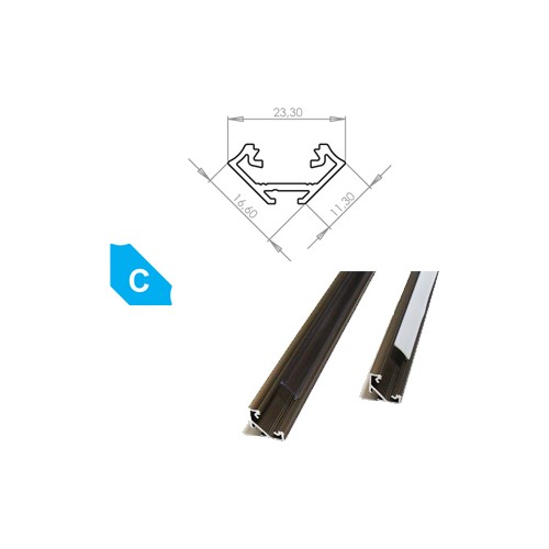 Hliníkový profil LUMINES C 1m pro LED pásky, eloxovaný inox