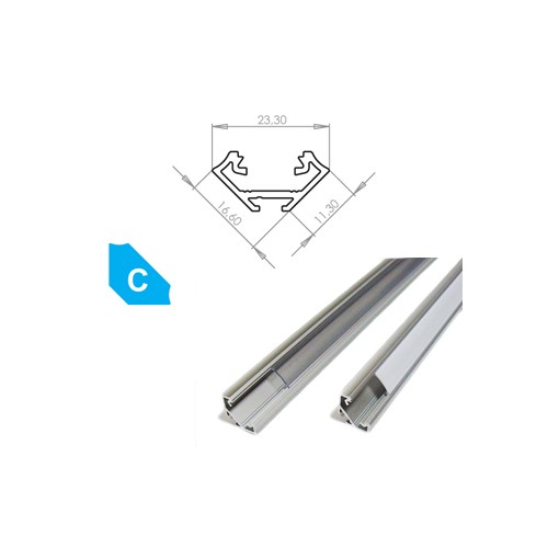 Hliníkový profil LUMINES C 2m pro LED pásky, eloxovaný stříbrný