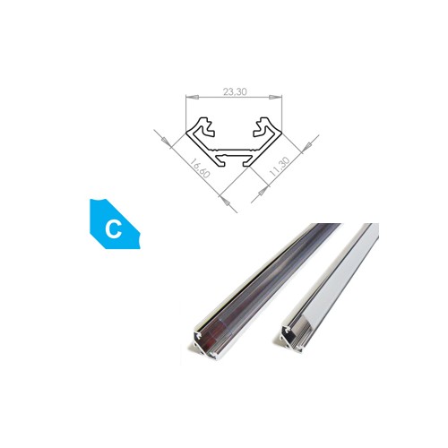 Hliníkový profil LUMINES C 1m pro LED pásky, hliník