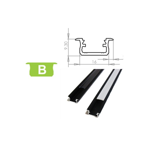 Hliníkový profil LUMINES B zápustný 1m pro LED pásky, černý