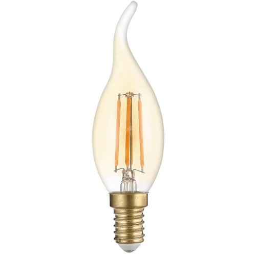 LED Filament Tip Candle Žárovka C35T E14 Golden Glass Stmívatelná 4W Teplá bílá