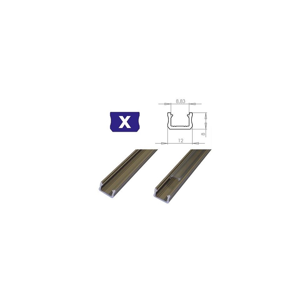 Hliníkový profil LUMINES X 2m pro LED pásky, inox