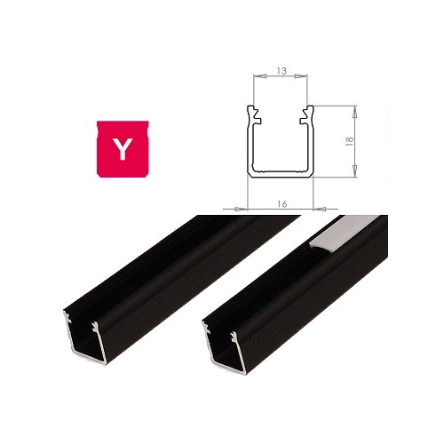 Hliníkový profil LUMINES Y 1m pro LED pásky, černý