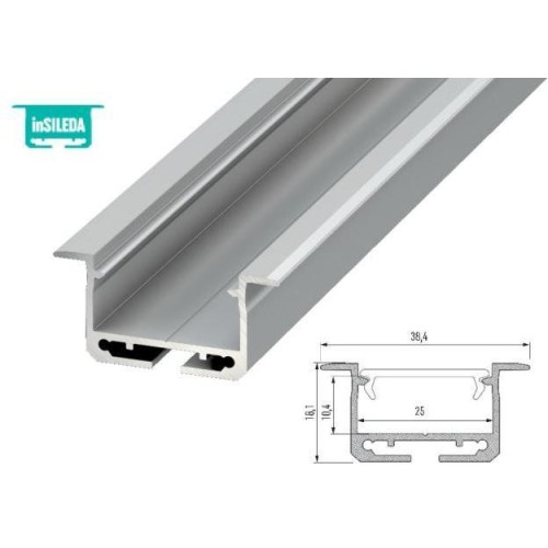 Hliníkový profil LUMINES inSileda zápustný 2m pro LED pásky, stříbrný