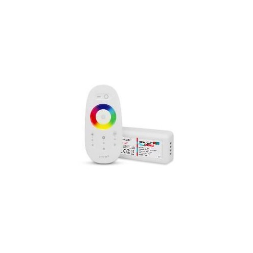FUT025 RGB kontroler pro LED pásky 12/24VDC 216W, dotykové dálkové RF ovládání, bílý